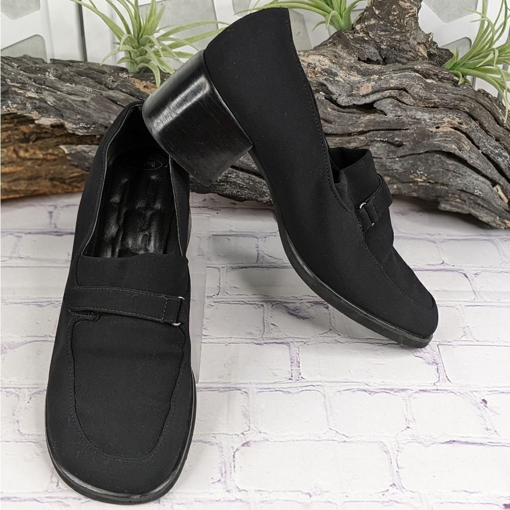 Rockport Black Wool Blend Fabric Career Chunky Loafer Heel - 9W (Wide)